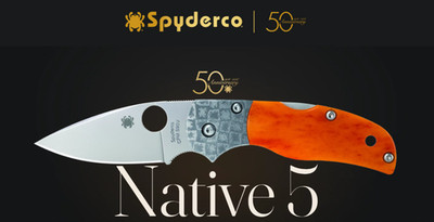 Spyderco Native 5   50th Anniversary Amber Bone CPM S90V Sprint Run C41BA50TH