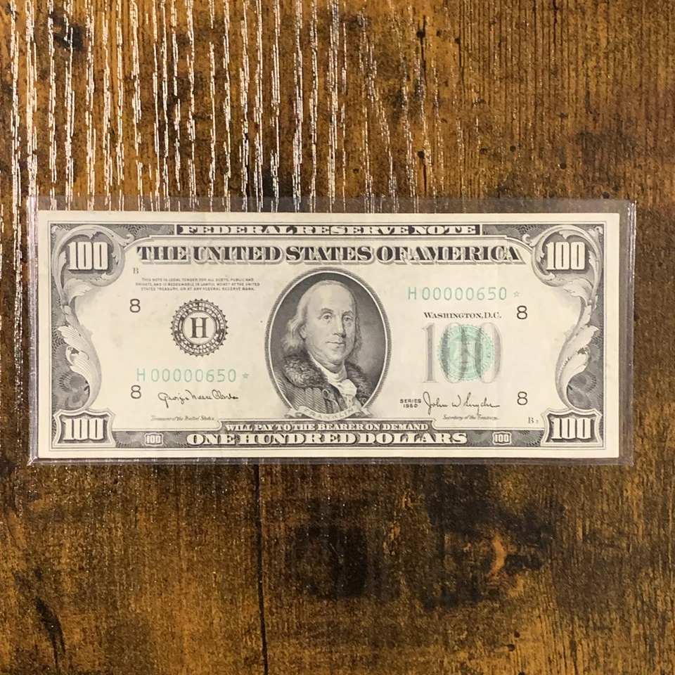 1950 Star Note AU $100 Dollar Bill TRINARY Low Serial Number H00000650* - Image 2 of 4