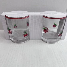 NEW ANTH DUPE STRAWBERRY CHERRIES Icon Juice Glass Whiskey Viral SET OF 2