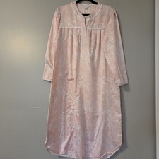 Miss Elaine Traditional Pink Nightgown Midi Lace Sleepwear Floral Comfy SZ M