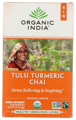 Organic India Herbal Tulsi Turmeric Chai Tea 18 Bags Ct