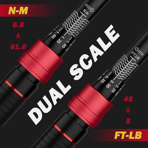 Chiave dinamometrica a scatto da 3/8 pollici, 5-45 piedi-lb/6,8-61 Nm, ±3% di precisione, doppia - Foto 2 di 8