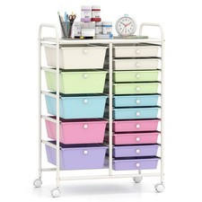 15-Drawer Rolling Storage Cart Mobile Cart w/ Colorful Drawers  Metal Frame