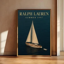 Luxury Sailboat Poster – Ralph Lauren Inspired Nautical Wall Art Decor
