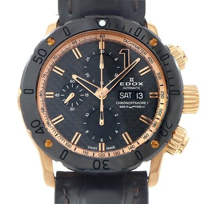 EDOX Chronoffshore 1 Chronograph 01122 DayDate 500m Black Carbon Herren...