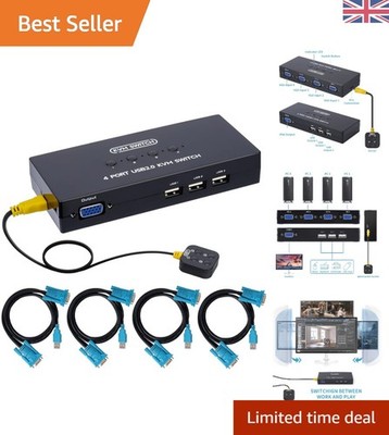 4 Port VGA KVM Switch für mühelose Computerverwaltung & USB Device Sharing