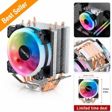 CPU Cooler Tower 4 Heatpipes RGB 90mm PWM Fan AM4 Intel LGA2011 160W TDP