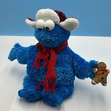 Cookie Monster Gund Plush Sesame Street Blue Red Hat Scarf Gingerbread 18 45516