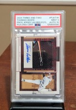 2024 Panini Three & Two Thomas White Marlins Logopatch Auto Red FOTL /6 PSA 9/10
