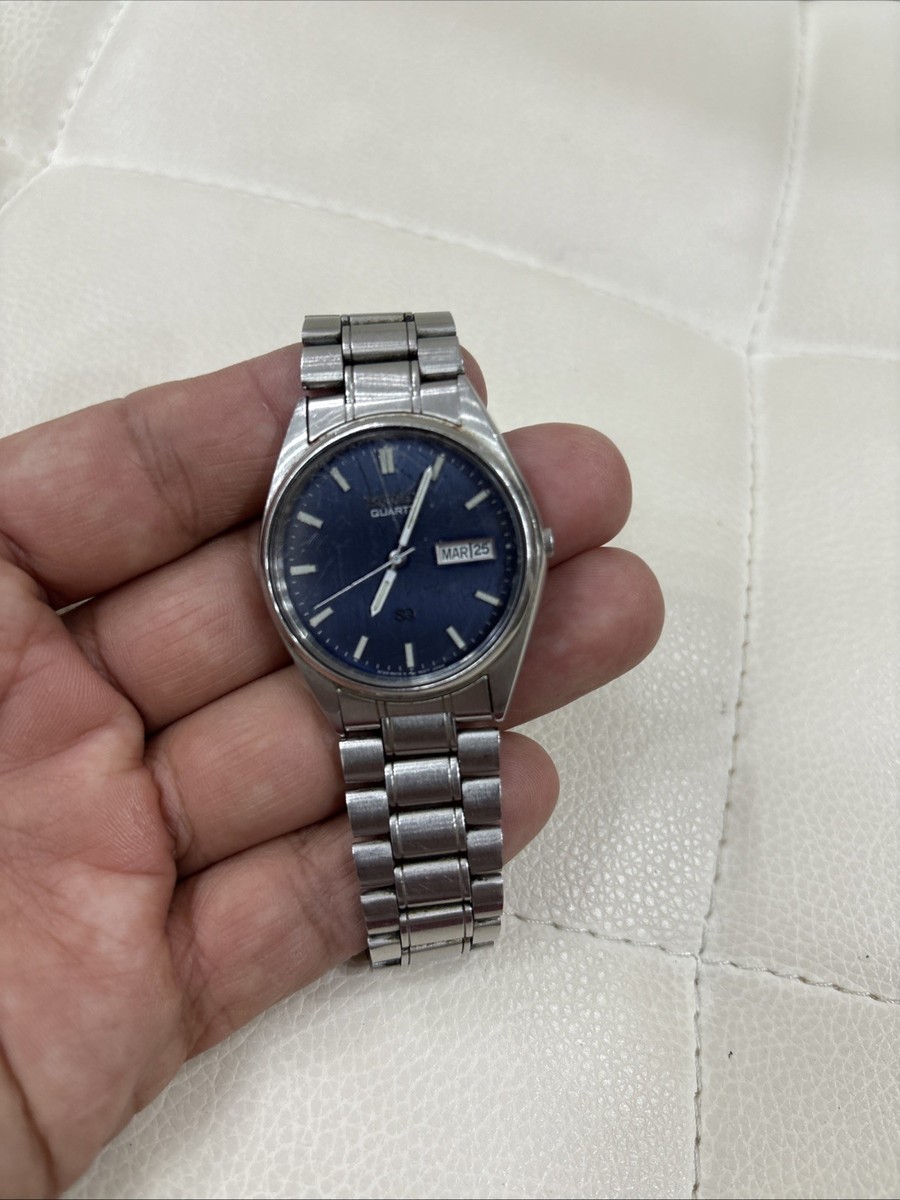 Vintage SEIKO SQ 5Y23-8A11 Quartz Blue Navy Dial Watch Japan | eBay