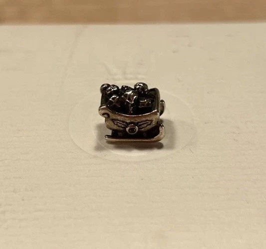 Pandora Charm Anhänger 925 Silber / SCHLITTEN / 2 rote Steine