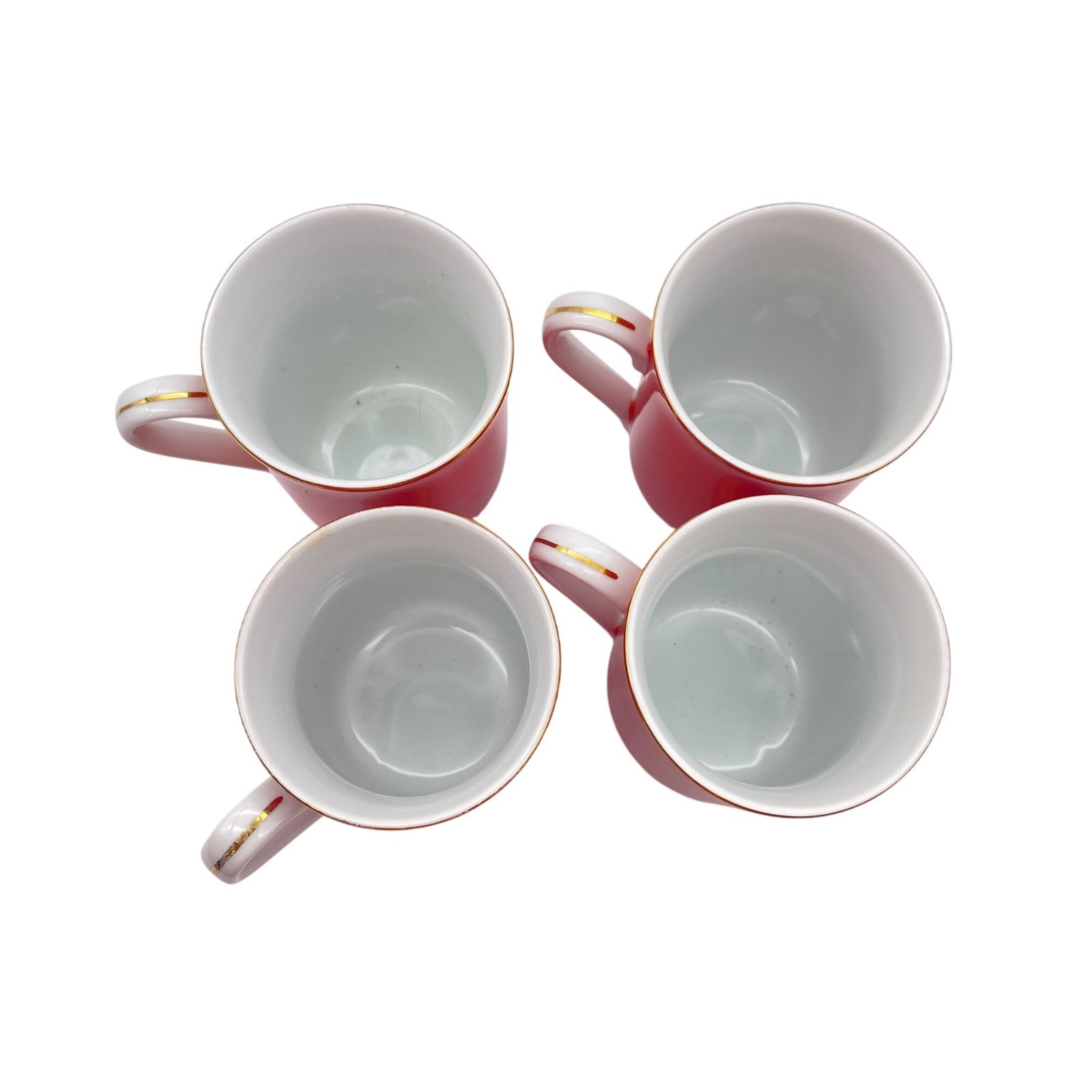 VTG Otagiri Horse and Carriage red gold coffee mug set of 4 Christmas Japan Gibs