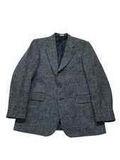 Vtg Lands End Harris Tweed Men  s 42L Blazer Sport Coat Blazer USA Made Gray