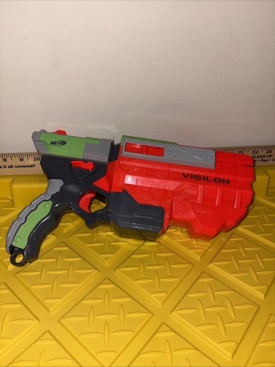 NERF Vigilon 2010 Orange/Green Soft Foam Disc Toy Gun Launcher