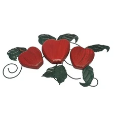 Vintage Country Farmhouse Apple Wall Hanging Decor Wood Metal Swag 15” Length