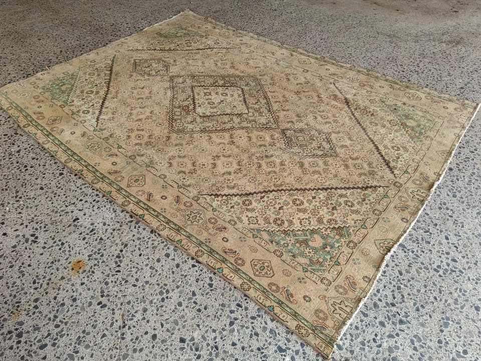 Large Faded Vintage Turkish Hand Knotted Oushak Tribal Wool Area Rug - image 4 of 4