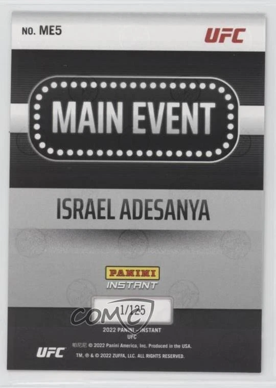 2022 Panini Instant UFC Main Event Gold /125 Israel Adesanya #ME5 - Image 2 of 2