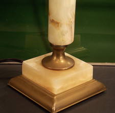 Tischlampe antik Onyx Marmor Messing Belgien Höhe 31,5 cm