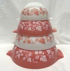 Vintage Pyrex Pink Gooseberry Cinderella Mixing Bowl Set of 4 VERY NICE - READ