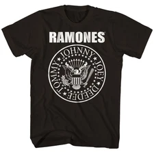 Ramones Seal Logo Mens T Shirt Rock and Roll Music Classic Band Tee New Black