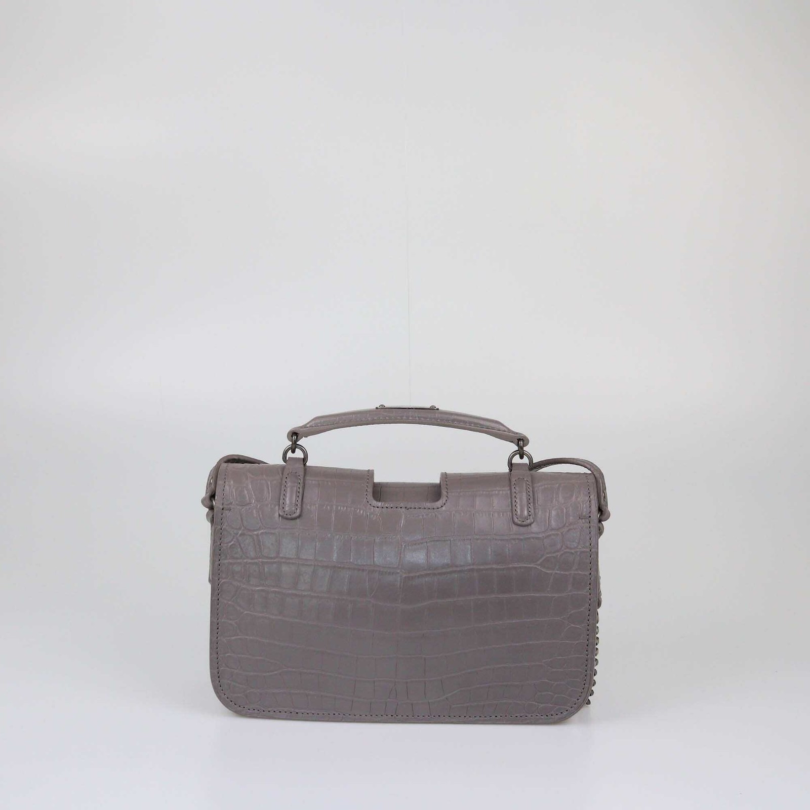 Borsa messenger Saint Laurent grigia Croc goffrata media Charlotte