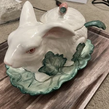 vintage the haldon group Japan 1985 bunny rabbit 3 piece serving soup tureen