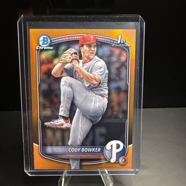 2025 Bowman Chrome Cody Bowker 1st Bowman True Orange 3/25 Philadelphia Phillies