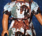 Blue Dress w/ Horses Running in Snow- Purse, Ribbon -Fits 18" American Girl Doll — photo 2