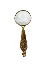 Vintage Hand Held Magnifying Glass Ornate Floral Handle Collectible Desktop Dec