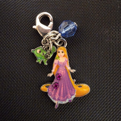 Disney Rapunzel & Pascal Dangle Charm Pendant w/ Lobster Clasp Blue Bead