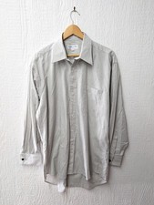 Vintage Christian Dior Chemise White Striped Button Up Shirt Size 16 32/33
