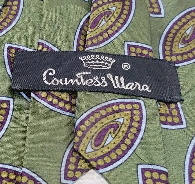 Corbata Condesa Mara Verde Patrón Geométrico Hombre 56x3.5" Foto 3 de 4