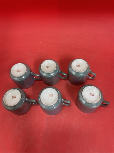 Vintage Lusterware Green Victorian Demitasse Expresso Cup and Saucer Set Of 6 - Picture 9 of 11