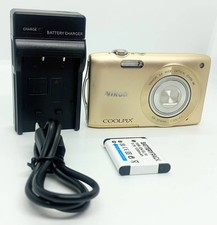 Nikon COOLPIX S3300 Digital Camera 16MP 6X Zoom Gold Tested /system