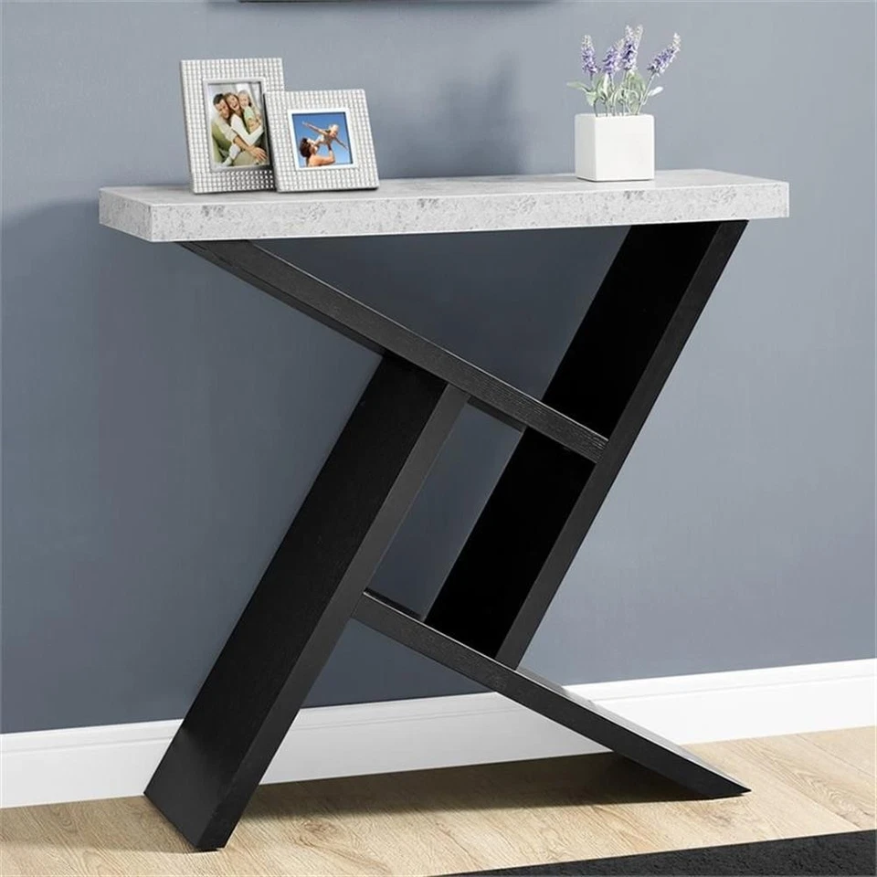 Mesa de acento consola entrada sofá estrecho dormitorio laminado gris Foto 2 de 4