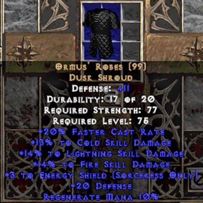   DIABLO 2 Lord Of DestructionEurope Soft Core Ladder   Ormus Robe  
