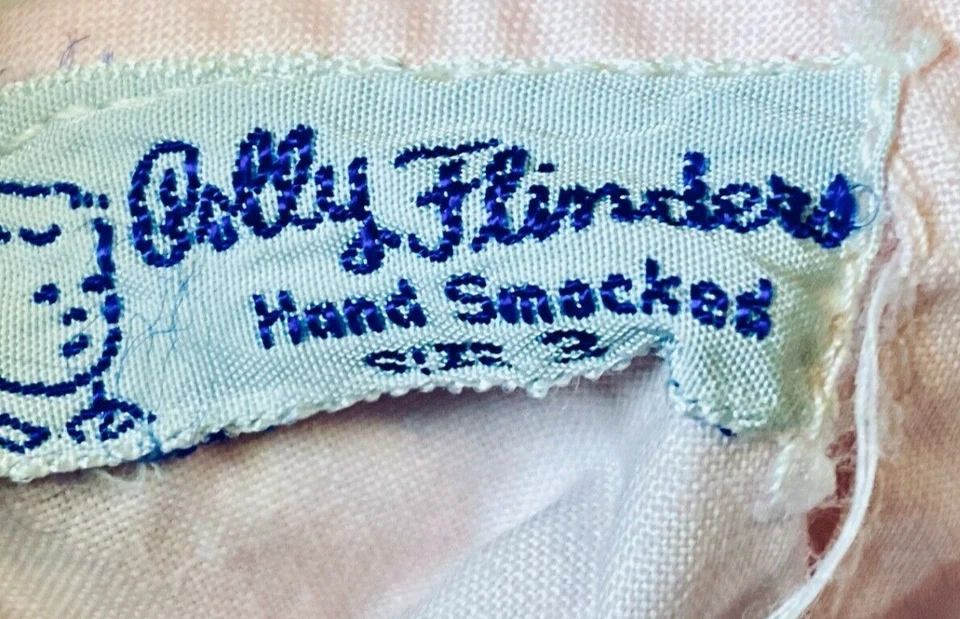 VTG 1950s Polly Flinders Pink Cotton Hand Smocked Party Dress 3T Cottagecore - Image 2 of 4