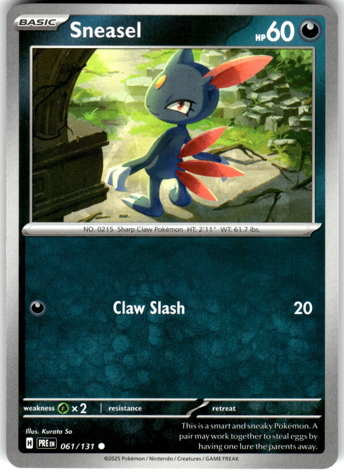 Sneasel 061/131 SV: Prismatic Evolutions Common Pokemon Card NM