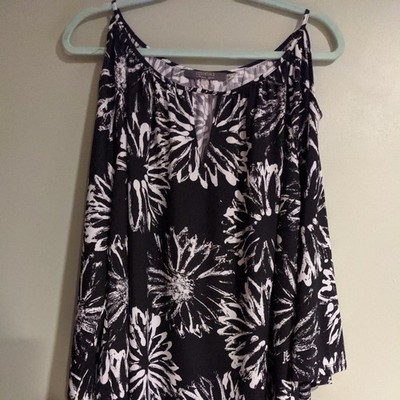 Cold Shoulder 1X Top Essentials by Milano Woman's  Abstract Floral Print