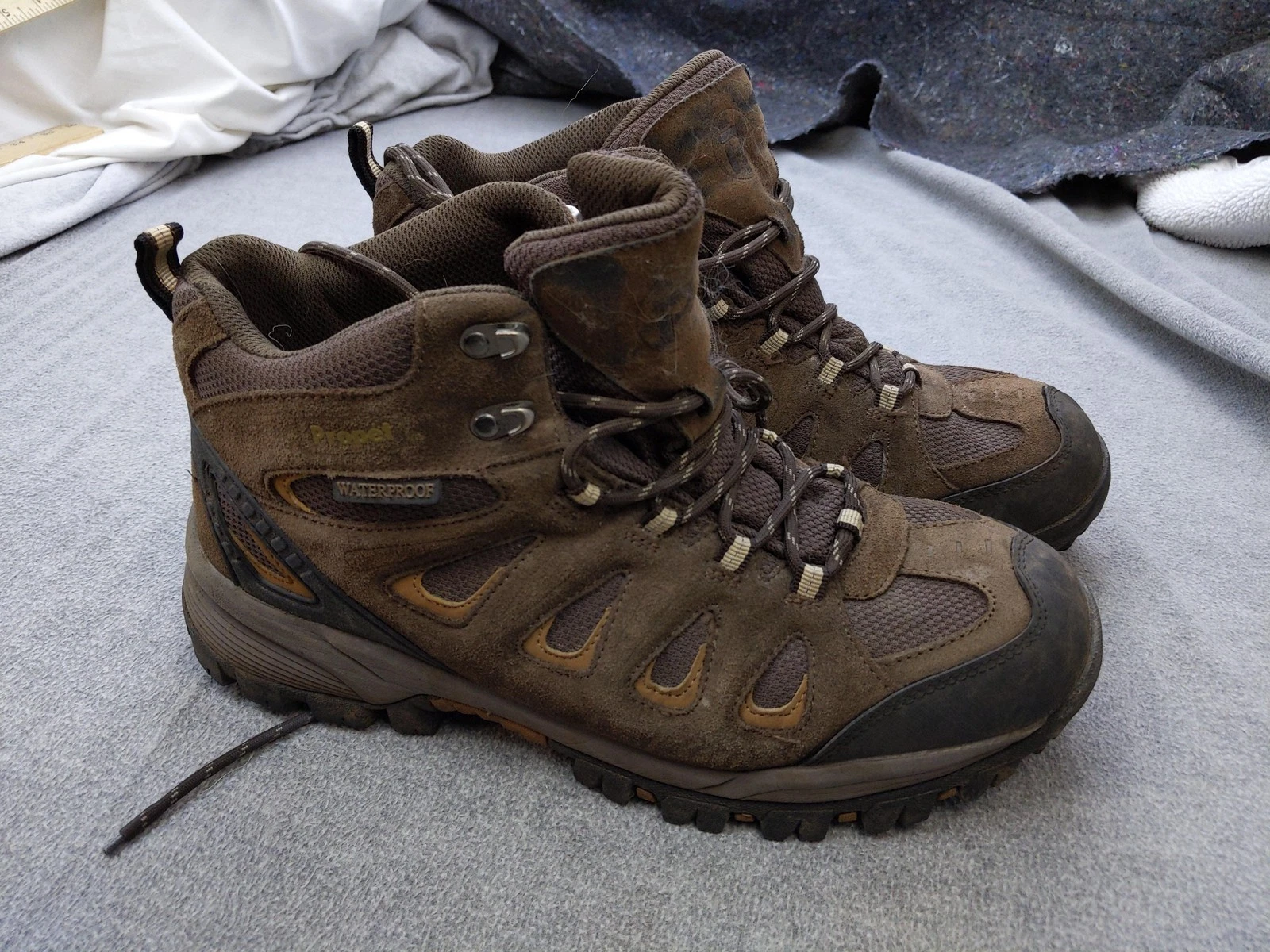 Propet Hiking Boots Mens 12 46 Brown Leather Waterproof Lace Up Ankle M3599