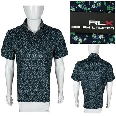 RLX Ralph Lauren Mens Small Golf Polo Shirt Green Floral All Over Print Stretch