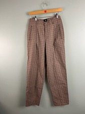 VTG Lee Riveted 90s High Waist Pleated Trousers Size 8 Brown Plaid Pants Womens