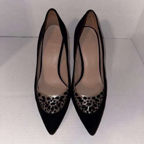 Scarpe eleganti Tory Burch donna taglia 9 5 M scamosciate impreziosite decolte tacco