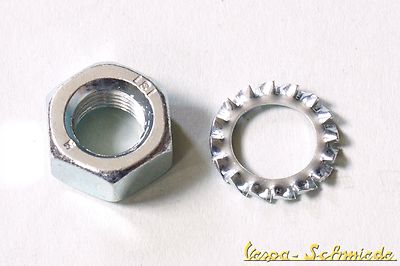Vespa - SET nut flywheel + lock washer PK PX Cosa ET4 XL Lusso fan wheel