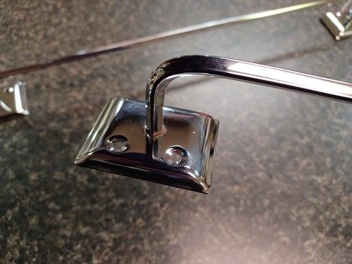 Pair Vintage Chrome 18” Fluted Towel Bar Hand Dish Bath Holder Rack MCM Sink - Picture 5 of 5