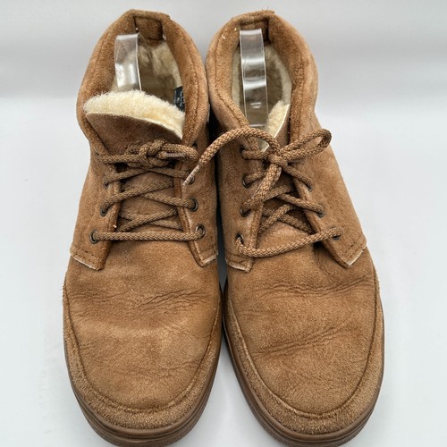 Vtg UGG Chukka Boots Mens Size 11 Brown Suede Pure Wool Lined Winter Luxury Cozy - Picture 5 of 9