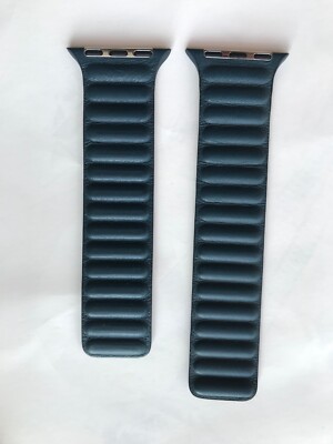NEW Original Genuine Apple Watch Leather Link 40MM 41MM 42MM Baltic Blue Band SM