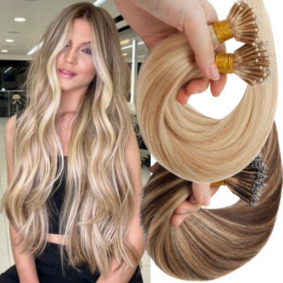 18 20 22 24 Nano Rings Loop Micro Bean 100% Remy Real  Hair Extensions 1g/s
