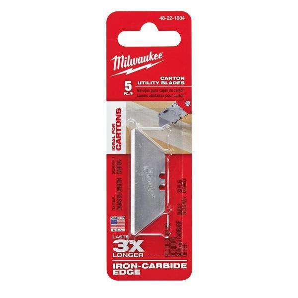 Milwaukee 48221934 5Piece Carton Utility Knife Blades eBay