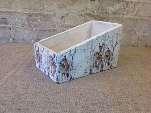 Rustic Vintage Style Winter scene Storage Box crate Kitchen Crate decoupage - Picture 3 of 5